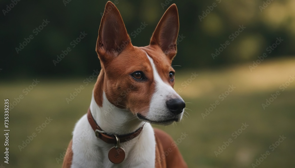 Basenji dog, dog at dawn, purebred dog in nature, happy dog, beautiful dog Basenji dog, dog at dawn, purebred dog in nature, happy dog, beautiful dog