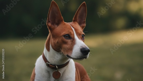 Basenji dog, dog at dawn, purebred dog in nature, happy dog, beautiful dog © Vladislav