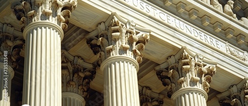 Pillars of Justice. Columns at the U.S. Supreme Court, Symbolizing Stability and the Rule of Law. photo
