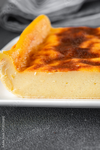 flan cake sweet dessert baking tasty fresh eating cooking meal food snack on the table copy space food background rustic top view © Alesia Berlezova