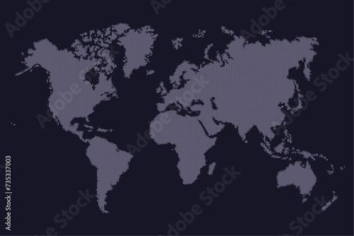 Hexagonal World map. Continents and oceans, africa, antarctic, asia, europe, america, australia. detailed map silhouette illustration 