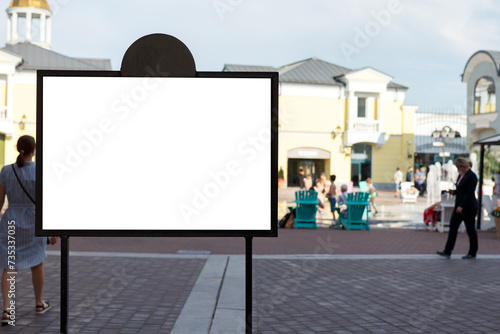 Horizontal billboard in summer in the city center. Mock-up.