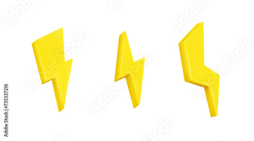 Thunderbolt lightning icon set. Symbol of electricity and danger with energy shock and fast powerful vector action
