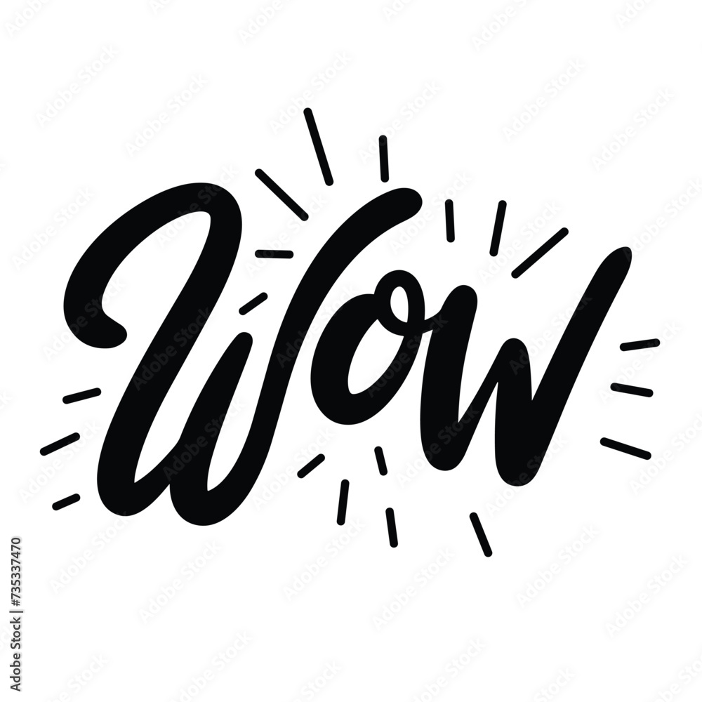 WOW inscription. Handwriting text banner WOW in black color square composition. Hand drawn vector art. WOW inscription. Handwriting text banner WOW in black color square composition. Hand drawn vector art.
