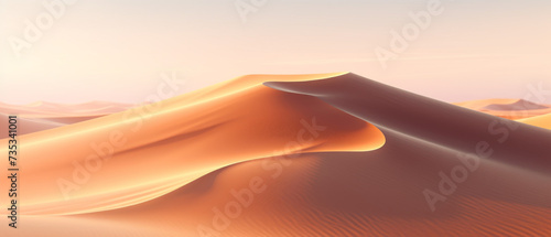 Golden Hour Sunlight Casting Shadows on Smooth Desert Dunes