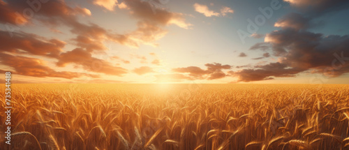 Sunset over a Golden Wheat Field with Dramatic Sky and Radiant Sunlight © Priessnitz Studio