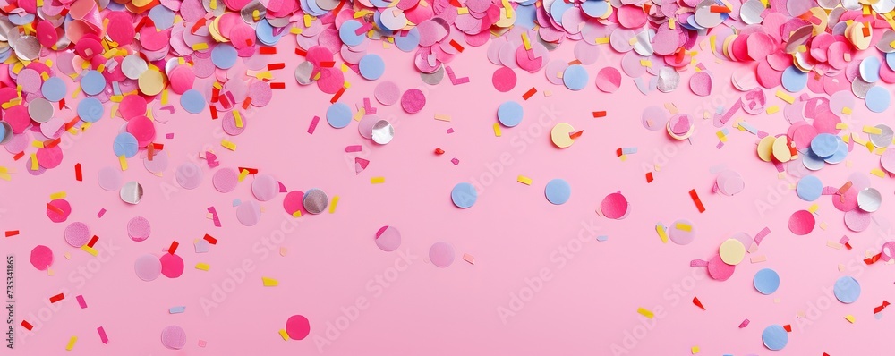 festive confetti on pink background. festive confetti on pink background.
