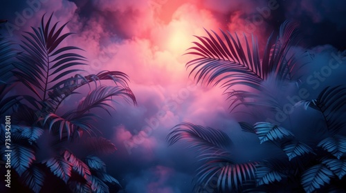 Mystical Tropical Foliage Against a Sunset Sky © Viktor
