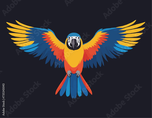 A cartoon Macaw with its wings spread