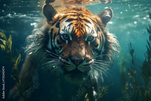 portrait of a tiger in water