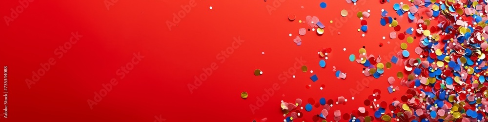 festive confetti on red background. festive confetti on red background.