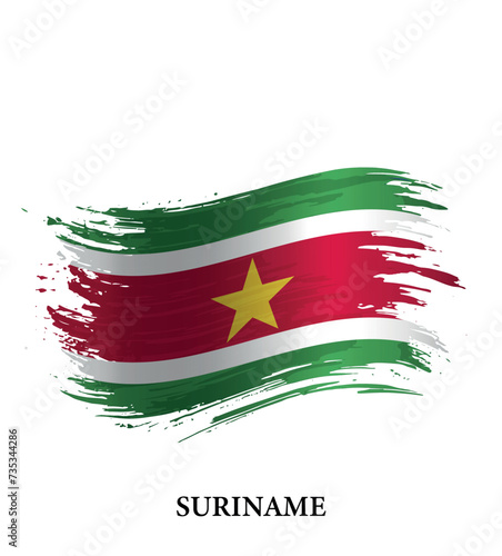 Grunge flag of Suriname, brush stroke vector
