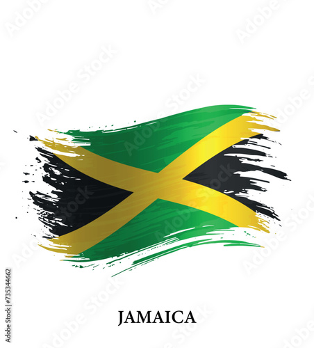 Grunge flag of Jamaica, brush stroke vector