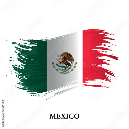 Grunge flag of Mexico, brush stroke vector photo