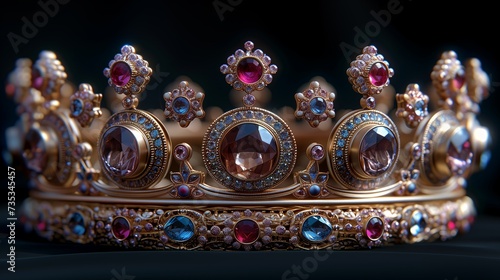 crown with precious stones close up. Generative AI