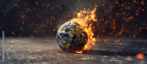 Burning earth. Awareness with Earth Day Images on Global Warming