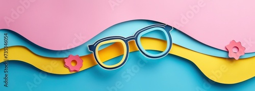 Glasses in paper cut style