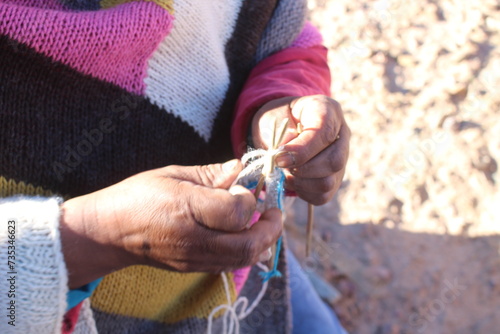 traditional embroidery with flowers in northwest Argentina photo