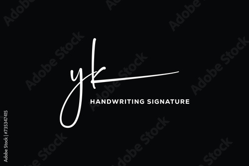 YK initials Handwriting signature logo. YK Hand drawn Calligraphy lettering Vector.  YK letter real estate, beauty, photography letter logo design. photo