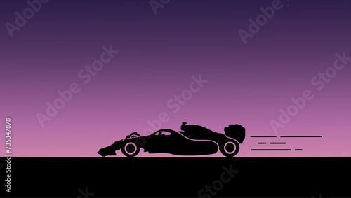 Formula 1, black isolated silhouette