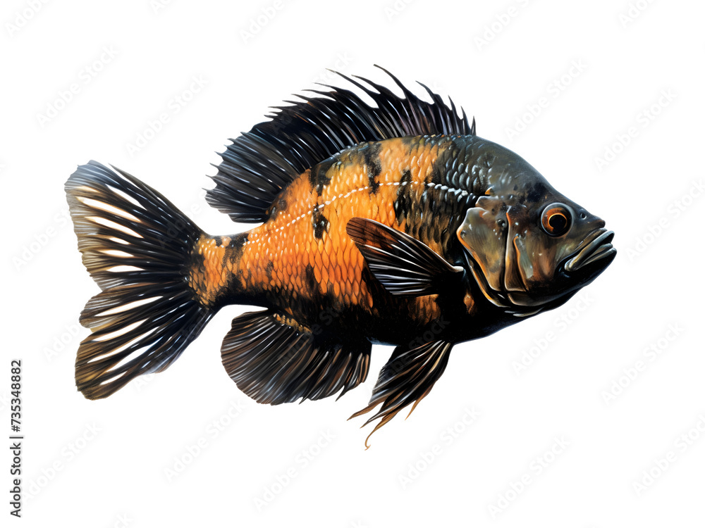 Oscar fish on white background - Generative AI Oscar fish on white background - Generative AI