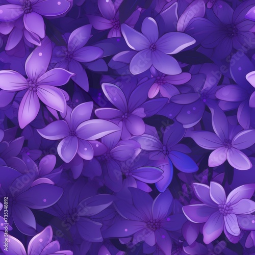 Mesmerizing purple flower petals and delicate leaves in captivating close-up shot © Daria
