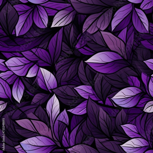 Close up macro photography of beautiful purple flower petals and green leaves in natural setting