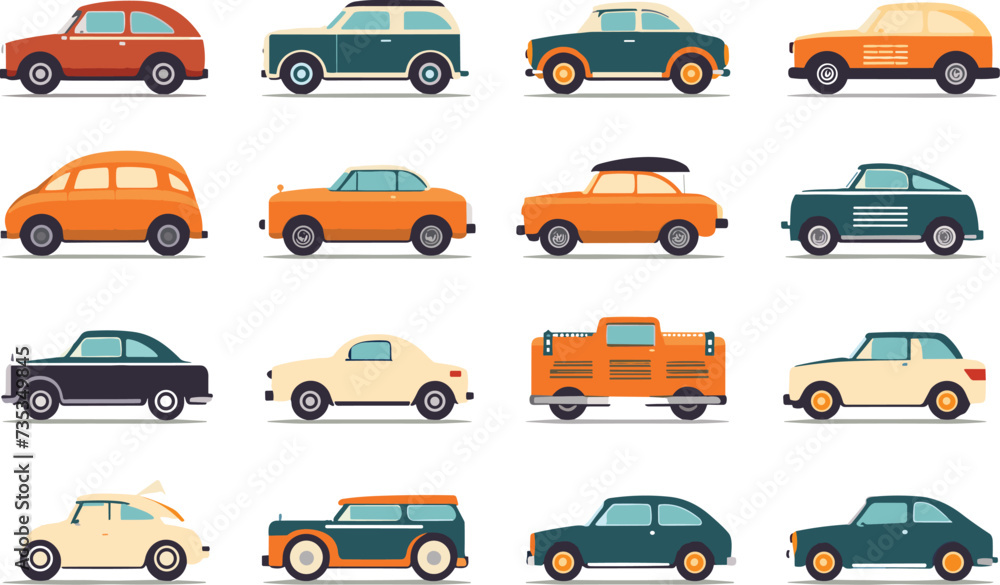 set of cars illustration isolated cars designs