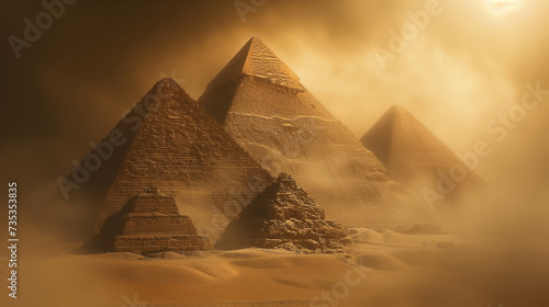 landscape of ancient Egyptian pyramids