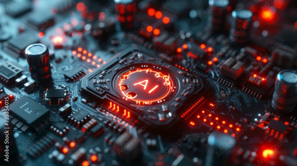 Computer Processor Artificial Intelligence diffuse magic light Red Computer Processor Artificial Intelligence diffuse magic light Red