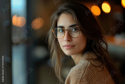 portrait of a woman in glasses