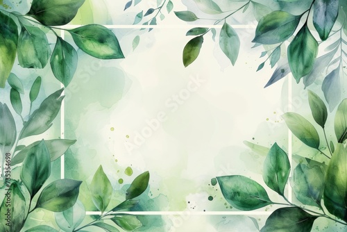 watercolor green leaves background design 