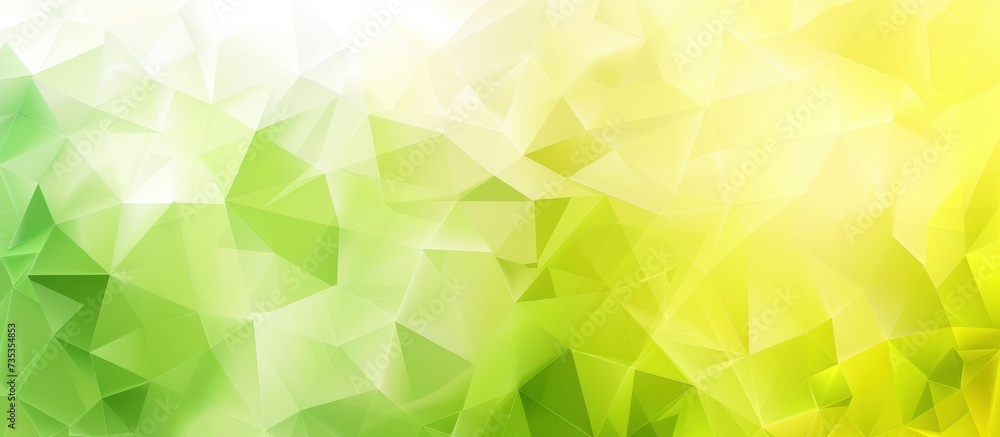 Fotografie Light Yellow and Light Green Abstract Trianglify Gradient Art Background