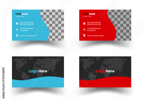  Business cards Modern business cards templates.Business card template design with front and back presentation. modern Luxury Business card design template. business  visiting card design with   compa photo