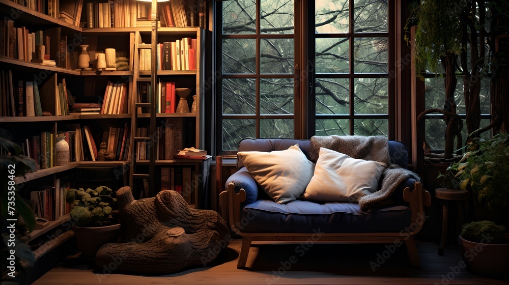 Literary Retreat: Cozy Reading Nook for Tranquil Evenings Literary Retreat: Cozy Reading Nook for Tranquil Evenings