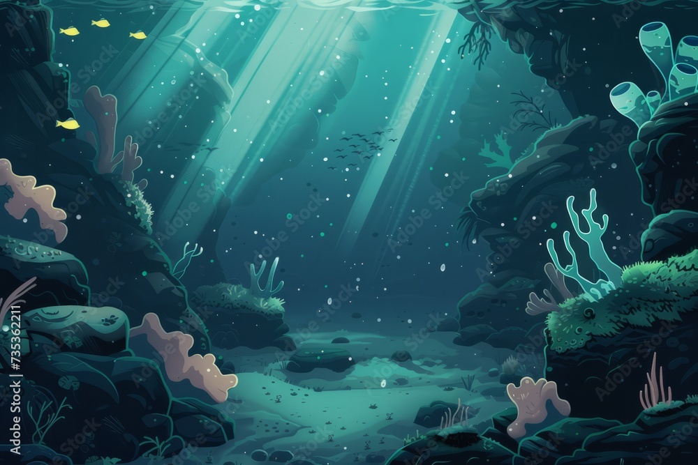 Underwater Scene With Rocks and Plants