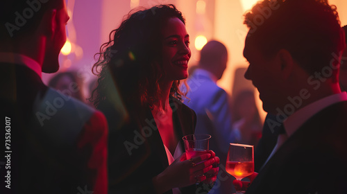High-end social club with members enjoying an evening of cocktails and conversations