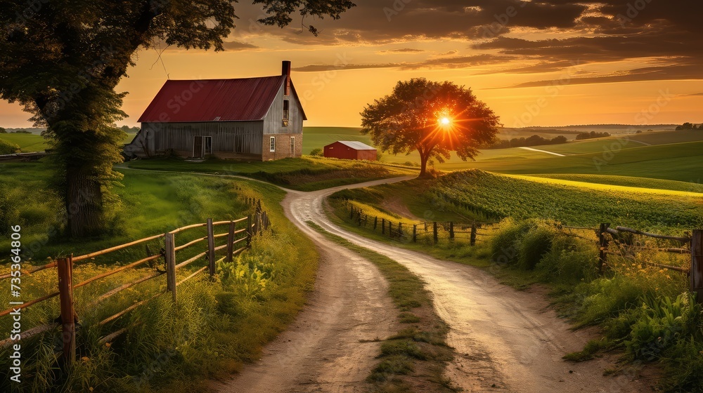 Fototapeta premium agriculture dirt road farm