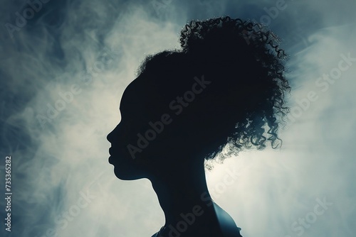 Silhouette of woman's head with waving hair