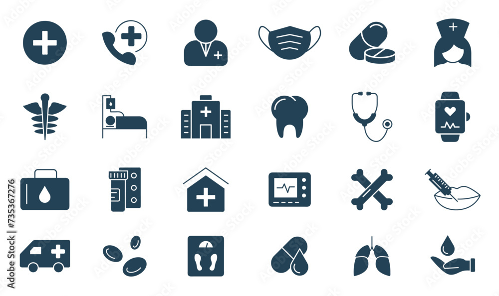 Hospital and medical care line icon set. concept of healthcare icons vector illustration Hospital and medical care line icon set. concept of healthcare icons vector illustration