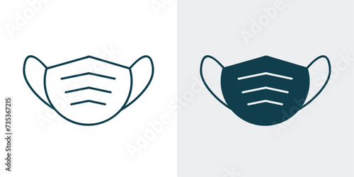 Medical face mask icon solid and line vector. concept of safety mask, mouth mask, surgical mask, illustration