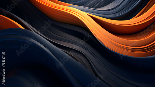 Black and orange wallpaper with a blue background,, An orange and blue abstract background with wavy lines