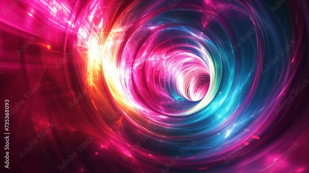 Colorful Swirling and Glowing Tunnel of Light in Pink Yellow and Blue Colors Abstract Background Colorful Swirling and Glowing Tunnel of Light in Pink Yellow and Blue Colors Abstract Background