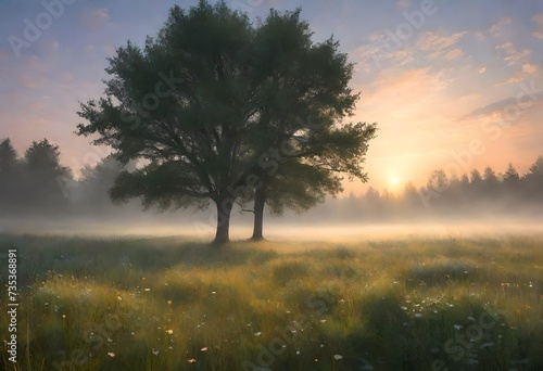 misty morning in the forest