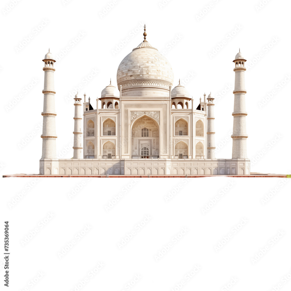 taj mahal isolated on white and transparent background. Ideal for use in advertising. Generative ai