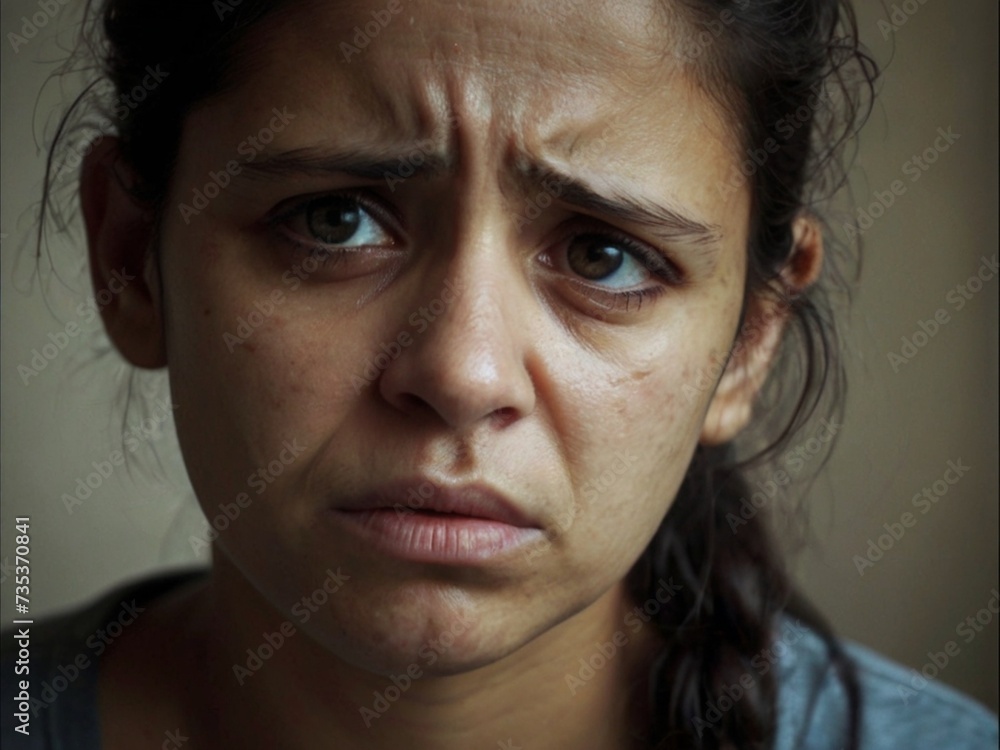 Photo with an expression of painful sadness and a lost look. Photo with an expression of painful sadness and a lost look.