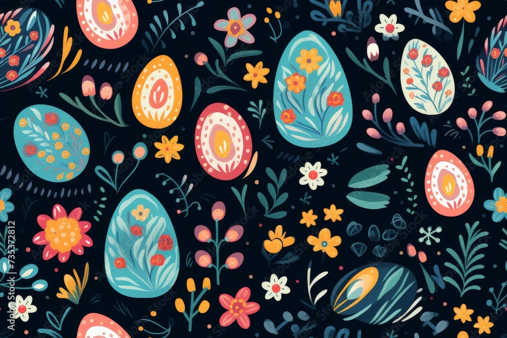 Pattern of Flowers and Eggs Pattern of Flowers and Eggs