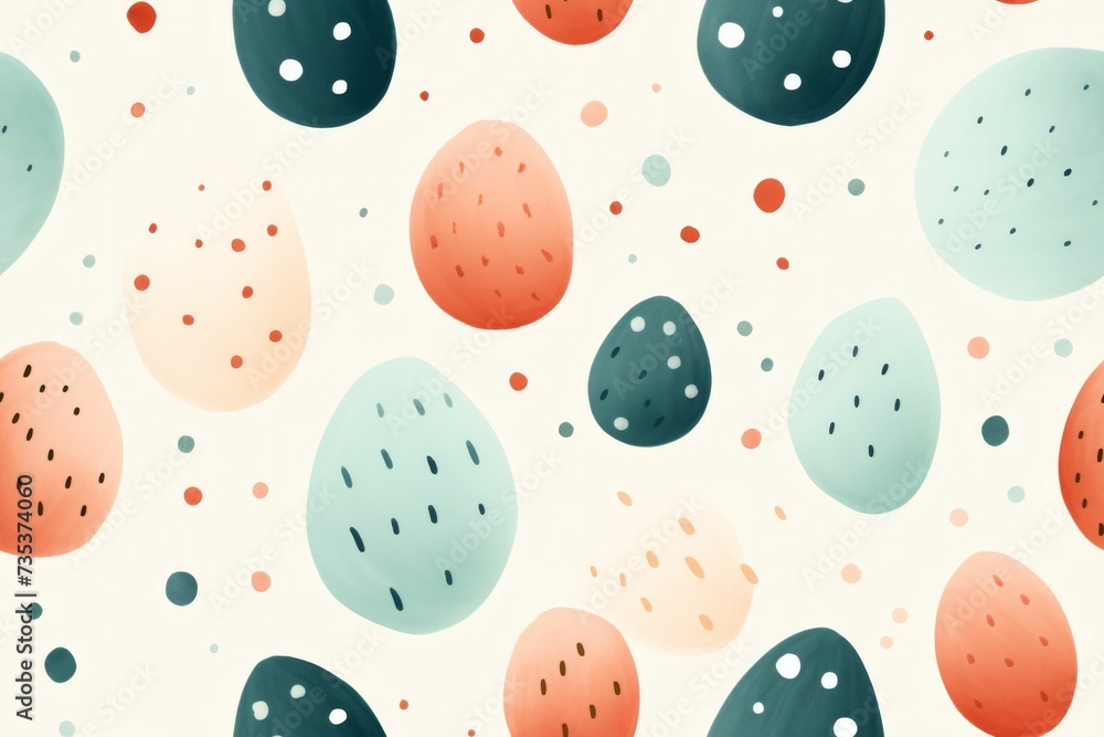 A Pattern of Different Colored Eggs on a White Background A Pattern of Different Colored Eggs on a White Background