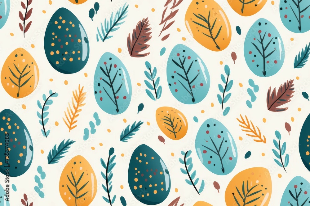 Pattern of Leaves and Rocks on White Background Pattern of Leaves and Rocks on White Background