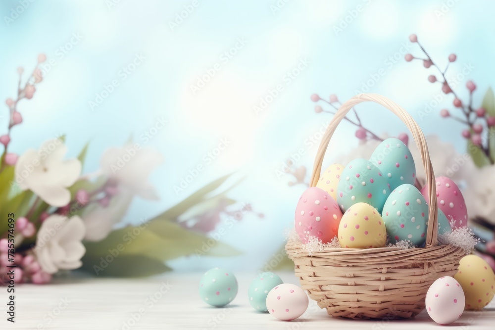 A Basket Filled With Eggs Sitting on Top of a Table A Basket Filled With Eggs Sitting on Top of a Table